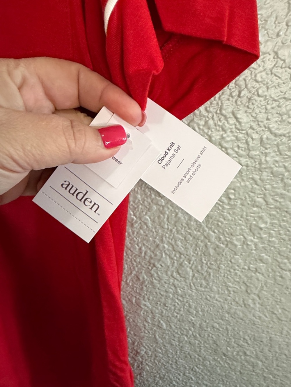 Auden cloud knit Red Short-Sleeve Notch Collar short pajama Set size XS - Picture 3 of 5